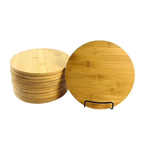 Set de 12 tablas de cortar redondas de bambú de 9 pulgadas miniatura 1