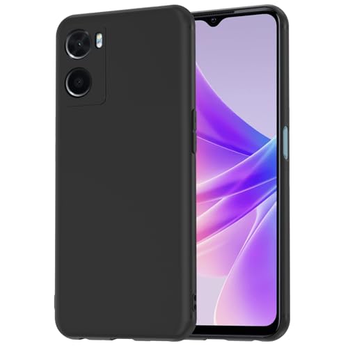 NEW'C Funda para OPPO A77 5G Carcasa Silicona Negra, Antichoques y Antiarañazos, Silicona TPU, HD Clara
