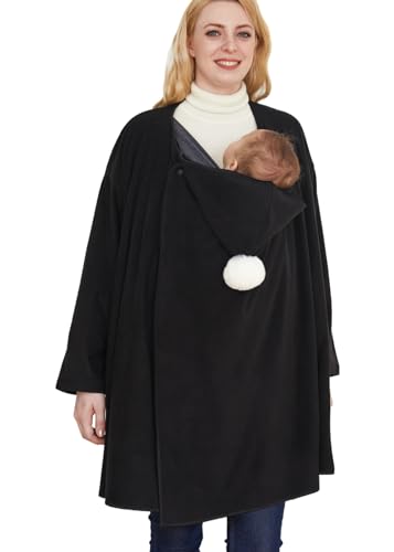 Image of Konny Baby Carrier Winter Cover, Women's Fleece Jacket, Maternity Coat, Nursing Hoodie(Black, Free Size)
