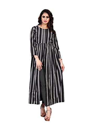 Image of H.E HAMZA ENTERPRISER Printed Crepe Material Brown Western Dress For Women