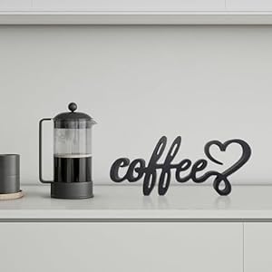 Coffee Wooden Bar Decor Sign Farmhouse Coffee Accessories Rustic Wood Coffee Table Sign Kitchen Plaque 94 X42 Wood Plaque With Stand Gift For Home Kitchen Tabletop DecorBlack