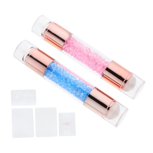 Abaodam 2個 ダブルヘッドネイルスタンパー 小 透明乳白色 電鍍装飾付き マニ アート用 ネイルスタンプツール サロン ホーム用