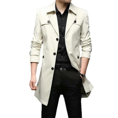 JXQXHCFS Trench classique pour homme de couleur unie - Trench long décontracté - Vêtements de travail pour homme - Manteau à col montant - Printemps et...