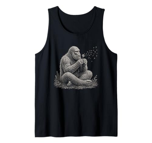 Funny Bigfoot Nature Lovers Blowing Dandelion Bigfoot Tank Top