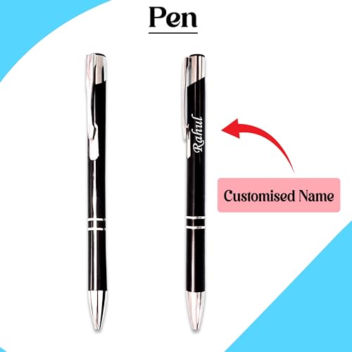 Image of Personalised Metal Pens with your Name or Company Name Printed, Black and Silver, Pack of 10