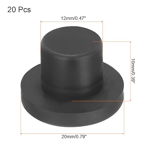 Image of uxcell High Temp Silicone Plug Mount Dia 12mm /0.47 inch T Shaped Solid Rubber Stopper Hole Plugs for Powder Coating Plating Waterproof Plugs Sealing Plugs Black Pack of 20(OD 20mm)