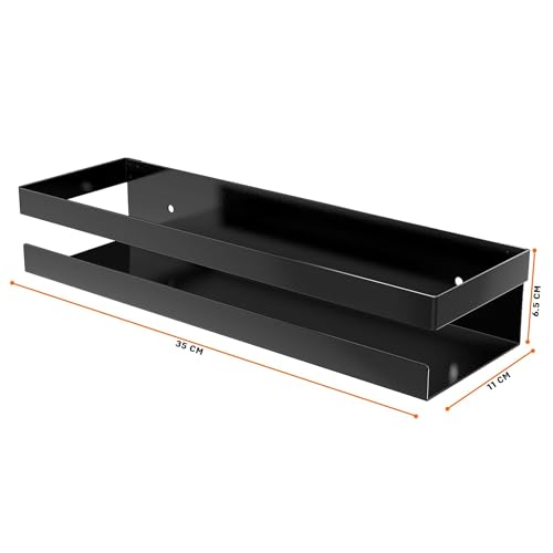 Image of iSTAR Metal Multi-Purpose Black Wall Mount Small Floating Shelf Wall Mounted Storage Shelves for Kitchen, Bathroom, Bedroom, Office (Pack of 2)