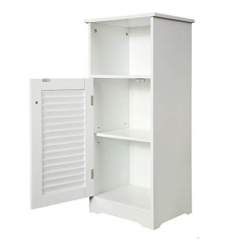 HOME BI Bathroom Storage Floor Cabinet Free Standing with Shutter Door (White)