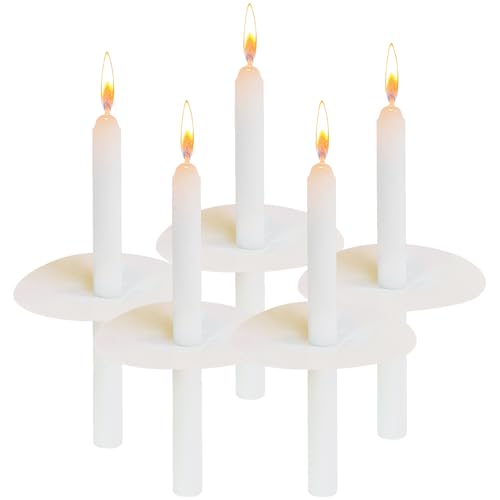 Set of 50 White Spell and Chime Candles - Premium Mini Taper Church Candle with Drip Resistant Device for Ceremony, Prayer, Birthday, Meditation, Altar, Spell, Chime Candle - 5 Inch Tall, Unscented