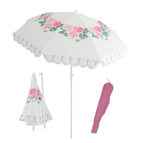 Parasol de jardin réglable imperméable extérieur de 200cm motif floral