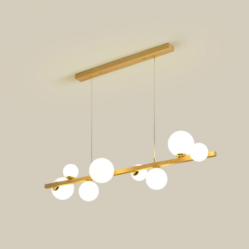KXEcoLife Ceiling Pendant Light Fixture Imitation Wood Chandelier Modern Globe Hanging Lamp Adjustable G9 Lights for Living Room Bedroom Kitchen