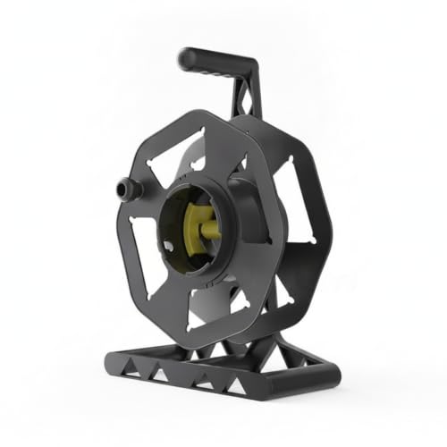 KiBcsLic Soporte Carrete con Pomo Giratorio Asa Portacarretes Alambre Resistente Recogecables , Negro
