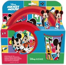 SET DI STOVIGLIE PER BAMBINI DA 5 PEZZI. PIATTO, CIOTOLA, BICCHIERE DA 260 ML E POSATE. SENZA BPA | MICKEY MOUSE BETTER TOGETHER