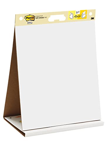 Post-it Super Sticky Meeting Charts, Pack de 1 Bloc avec 20 Feuilles, 584 mm x 508 mm, Couleur Blanche - Paperboard Adhésif Repositionnable pour Réunions et Sessions de Brainstorming