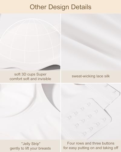 HORISUN Bras for Women No Underwire V Neck Scalloped Wireless Bralettes with Soft Support Comfort Full Coverage Seamless Bra (White,L) - Image 7