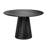Kave Home - Mesa Redonda Jeanette Madera Maciza de Mindi Negro Ø 120 cm