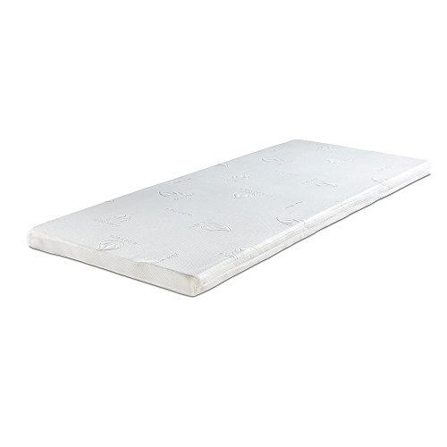 ELONEO Spar-Set Matratzen Topper (7cm) + Nackenstützkissen, Visko Topper, Schlafkissen u. Matratzenauflage, Memory Schaum, inkl. Aloe Vera Bezug (Visko-Mineralschaum, 90x200 cm)