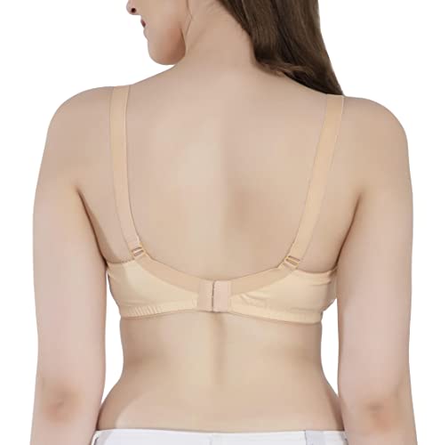 Image of Women's Seamless Padded Bra | Full Coverage | Cotton Stretch Fabric and Nylon Lace | Broad Adjustable Straps