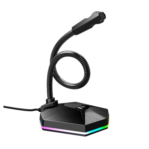 Microphone USB flexible chat vocal réduction bruit visioconférence et RGB lumineux
