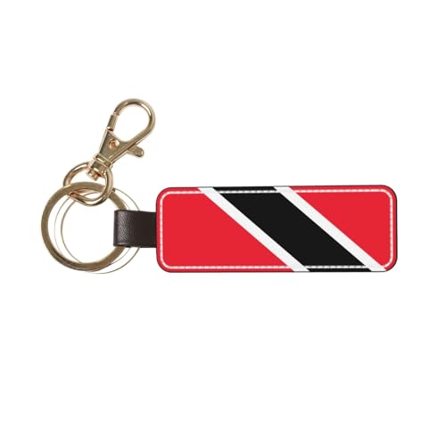 Porte-clés de voiture en cuir véritable avec drapeau de Trinité-et-Tobago, porte-clés universel pour homme et femme.