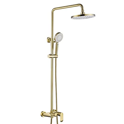 Pomme de douche de 8 pouces ABS et robinet triple fonction or brossé