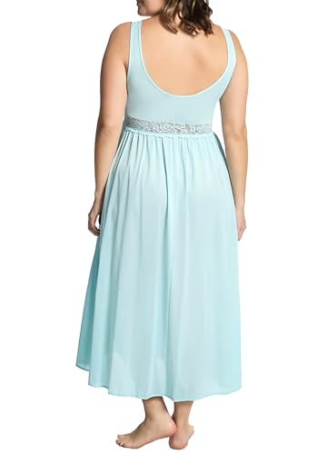 Image of Exquisite Form Women's 70807 Nylon Tricot Sleeveless Long Nightgown with Floral Lace
