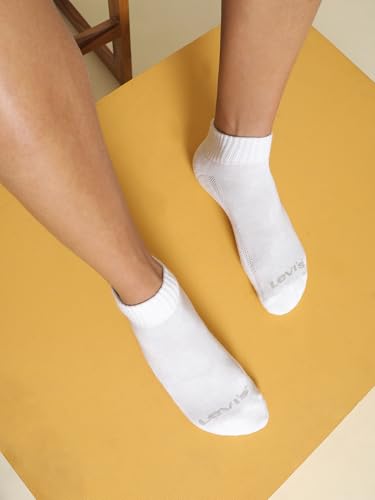Image of Levi's LS201 Men's Cotton Stretch Ankle Mid Cut Half Terry Socks with Cushioned Sole (Pack of 3)