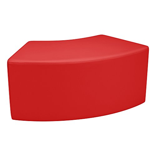 Image of Sprogs 18 inch H Structured S-Curve Stool -Flexible Modular Collaborative Soft Seating for Office, Home, Lounge and School Classrooms with Durable Frame & Set of 2 inch Legs Add-on - Red