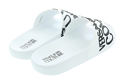 VERSACE JEANS COUTURE White Mens Signature Pattern Pool Slide-10 for Mens2