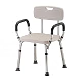 NOVA Bath & Shower Seat with Padded/Removable Arms & Back - for Seniors, Handicap & Medical Use, Adjustable Height, Aluminum Frame, Non-Skid Safety, Tool-Free Assembly, 300lb Weight Capacity
