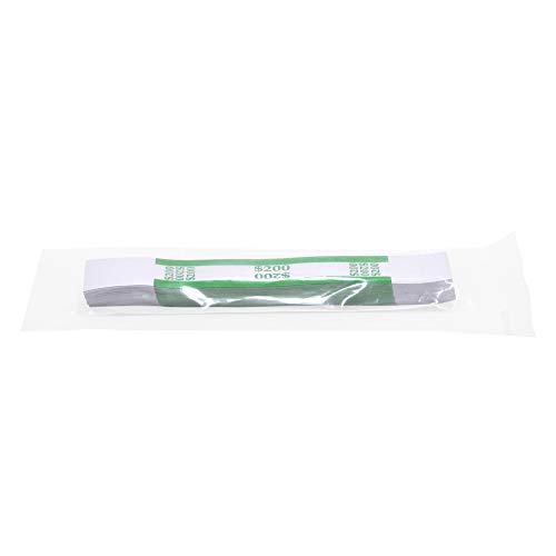 Currency Straps – Bill Wrappers, Money Bands to Organize Bills, ABA Standard Colors, Self-Adhesive, 7.5 x 1.15 Inches ($200 / Green)
