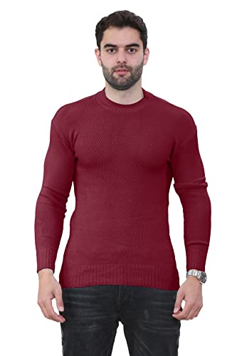 Pull en tricot rouge à col rond janisramone pour homme et garçon en taille S