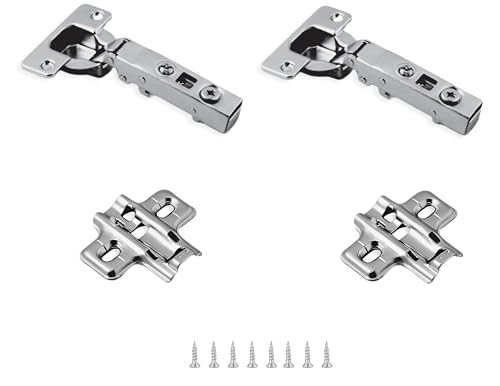 Bricoleva.it Kit of 2 Cushioned Hinges - Soft Closing, Adjustable Base, Alloy Steel, Contemporary Style, White, Unfinished