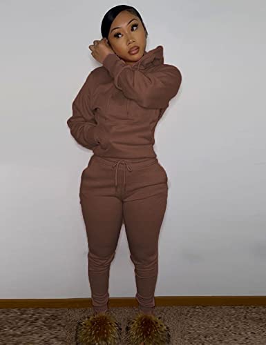 Kansoon 2 Piece Pants Outfits For Women Long Sleeve Sweatshirt And Jogger Sweatpants Track Suits Coffee L #TOP3