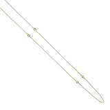 JewelryWeb 14k Yellow Gold Cubic Zirconia Besel Station Necklace +1 Inch 17 Inch Pendant-Necklace for Women