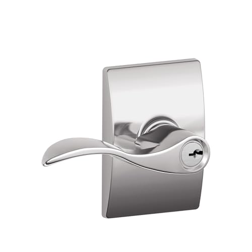 Image of Schlage Accent Lever with Century Trim Keyed Entry Lock in Bright Chrome - F51A ACC 625 CEN