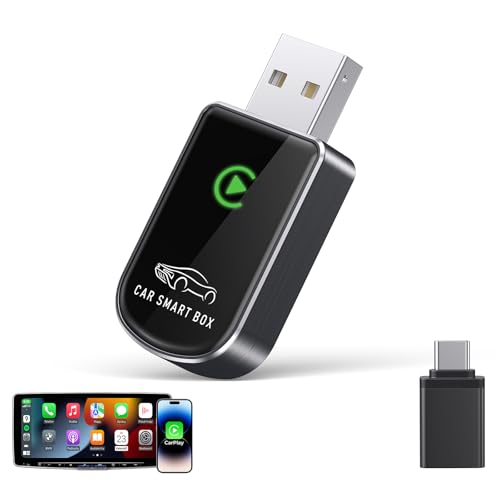 Image of Amzfeel Wireless Carplay Adapter for Apple iPhone, Mini Bluetooth Dongle Convert Factory Wired to Wireless Car Play Plug & Play Auto Connect, Low Latency, GPS for iOS 10+ & Cars 2015+ (Brushed Gery)