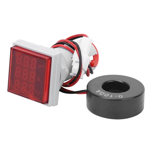 ZenithAur AC電流電圧テスト用3桁LEDディスプレイメーター、多機能パワーエネルギーメーター (電圧計付き) (赤)