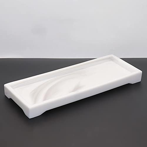 OUMIFA Badezimmer Tablett Marmorierer Badezimmer-Kommode Aufbewahrungs-Eitelkeit-Tablett-Platten-Halter Schmuck-Organizer (Color : White) Cover