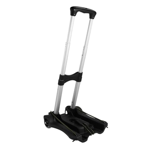 SOIMISS Carrito de Mano Plegable de Aleación de Aluminio, Carrito de Compras Negro Ruedas Silenciosas Dobles, Caja de Almacenamiento Plástico Resistente para Mercado y Transporte Ligero