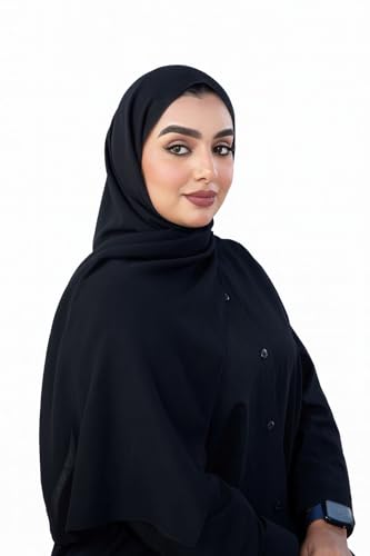Plain Duja Al Lail Sheila 28 Inches width Elegant Indonesian Abaya Shela for women (1, BLACK, 28 inchea)