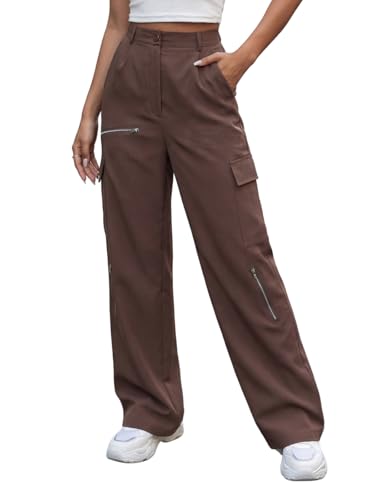 Image of GRECIILOOKS Cargo Pants For Woman | Trousers For Womans |High Waist Trouser for Women - Flared Parachute Pants with Side Pockets |Womens Cargo Pant | Elegant for College & Events (Available in Plus Size)