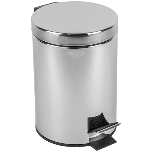 KARL HAUSMANN Kosmetikeimer Bad - 10L - Silber - Bad Mülleimer Edelstahl - Badezimmer Mülleimer mit Deckel und Öffnungsmechanismus Pedal -Badmülleimer Klein für Bad & WC - Bad abfalleimer - Treteimer