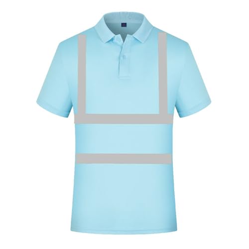 Chaqueta de Trabajo Hombre/Mujer de Alta Visibilidad Ropa Trabajo Reflectante Camiseta Verano Seguridad Rescate Superior de Ciclismo Camisa de Astillero Camiseta Blusa Polo Hombre Manga Corta, azul