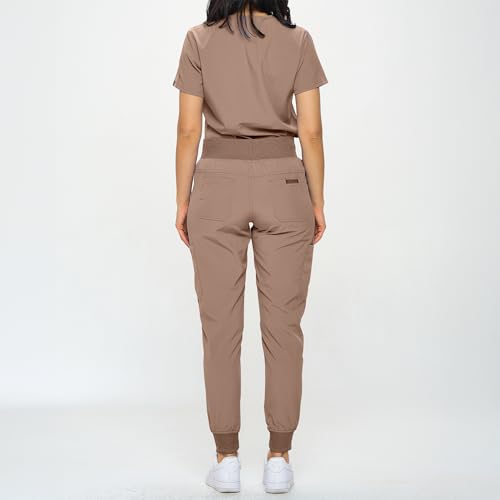 Image of Monarch Uniforms Slim Fit Stretchy Scrubs Women's Jogger Scrub Set Slim Jogger Scrubs with Tuck-In Top for Women
