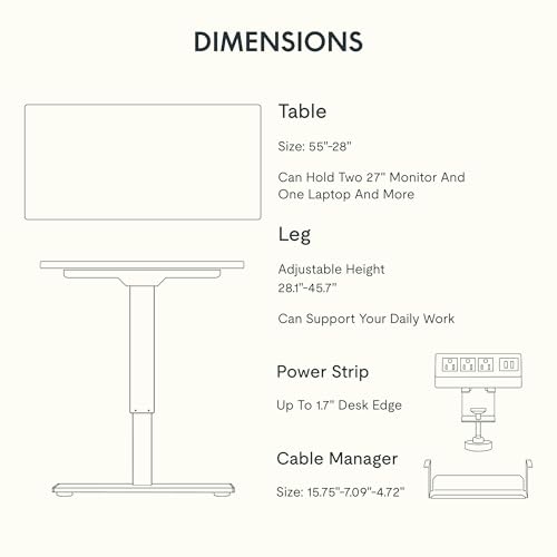 Image of FLEXISPOT EN2 Bamboo Standing Desk with Clamp Power Strip, 55 x 28 Electric Stand Up Height Adjustable Desk with Cable Management (Grey Frame + 55 inch Bamboo Top, 2 Packages)