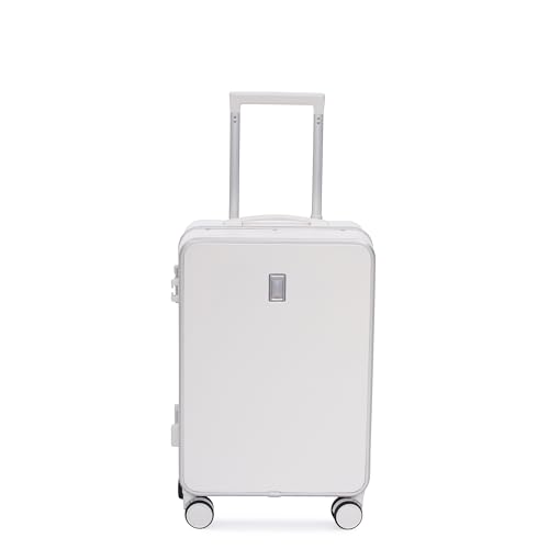 Image of SWISS MILITARY Black Gold Collection Lorenzo-55cm Cabin Small Hardsided PC Trolley Luggage Bag with TSA Lock, 360 Wheels Suitcase-Ideal for International Travel, Capacity 44L-White