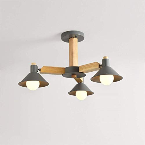 Lustre en bois massif E27 plafonnier suspendu salon design - 2
