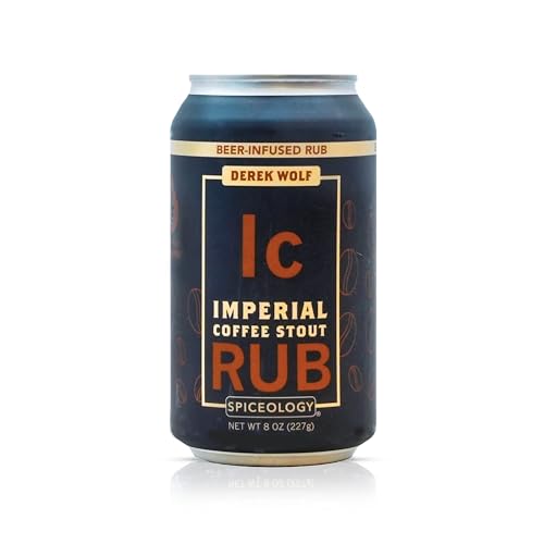 Spiceology & Derek Wolf - Imperial Coffee Stout - Beer-Infused Barbecue Rubs, Spices and Seasonings - Use On: Beef, Pork, Brownies, Nuts, Marinades, or Sauces - 8 oz Can with Resealable Lid