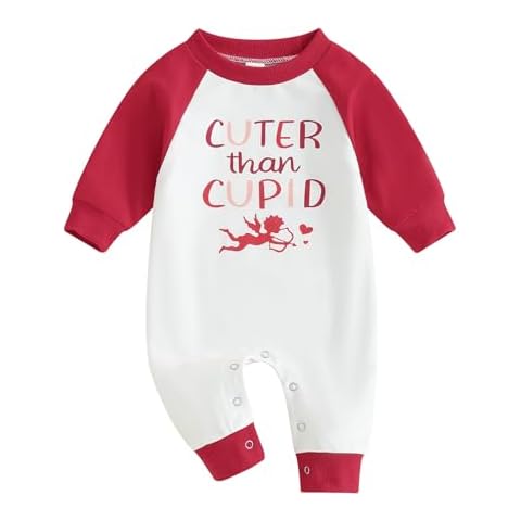 Bagilaanoe Infant Baby Boy Girl Valentine 's Day Outfit Clothes Long Sleeve Romper One Piece Jumpsuit Pants (White, 12-18 Months) Cover